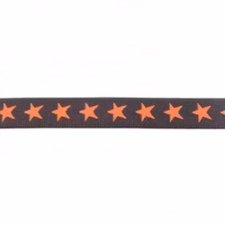 Elastikk - Stjerner - Dark Grey - 20 mm