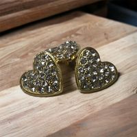 Strass hjerteknapp - Bling - 15mm Gull