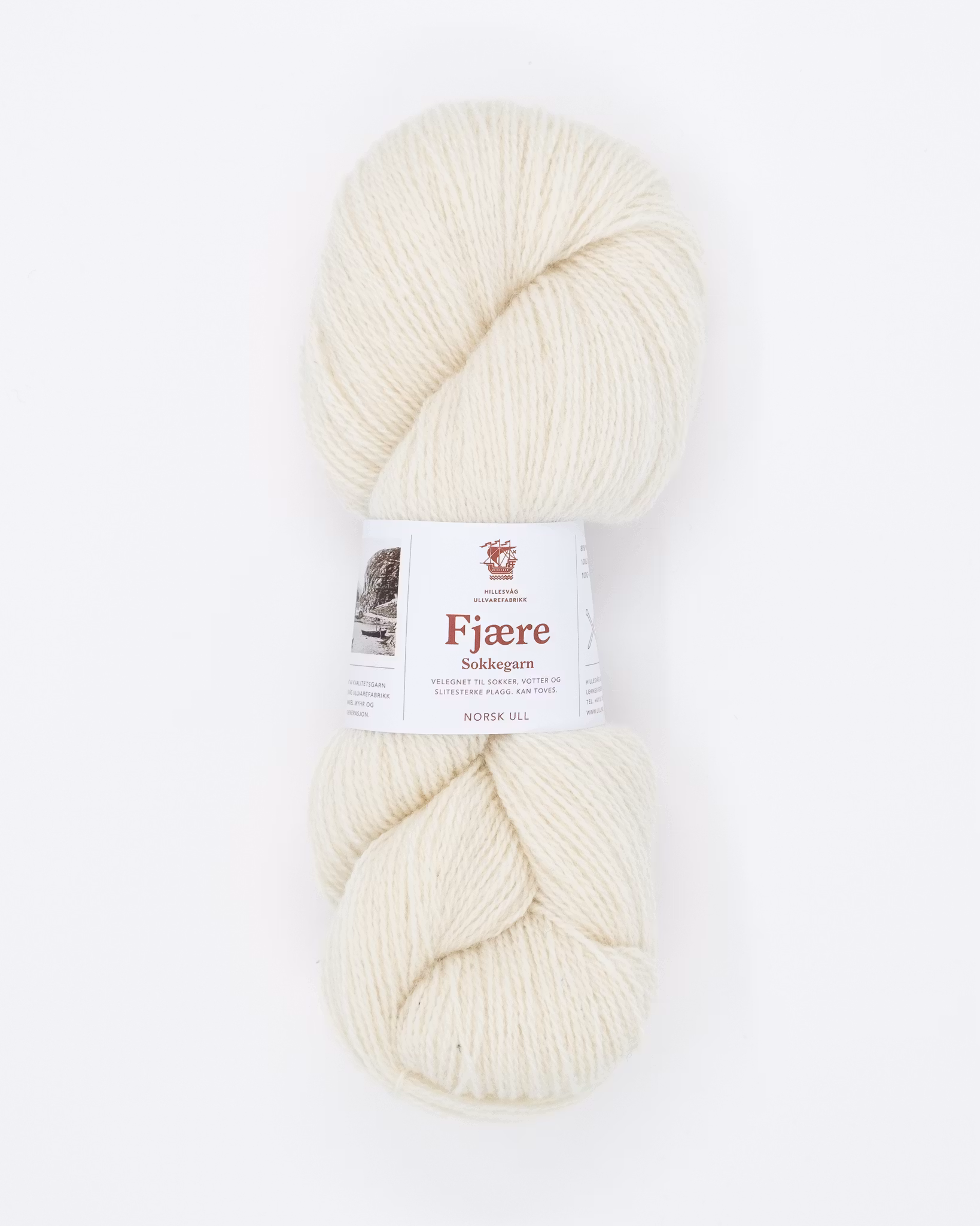 Fjære Sokkergarn - Ubleket hvit (100)