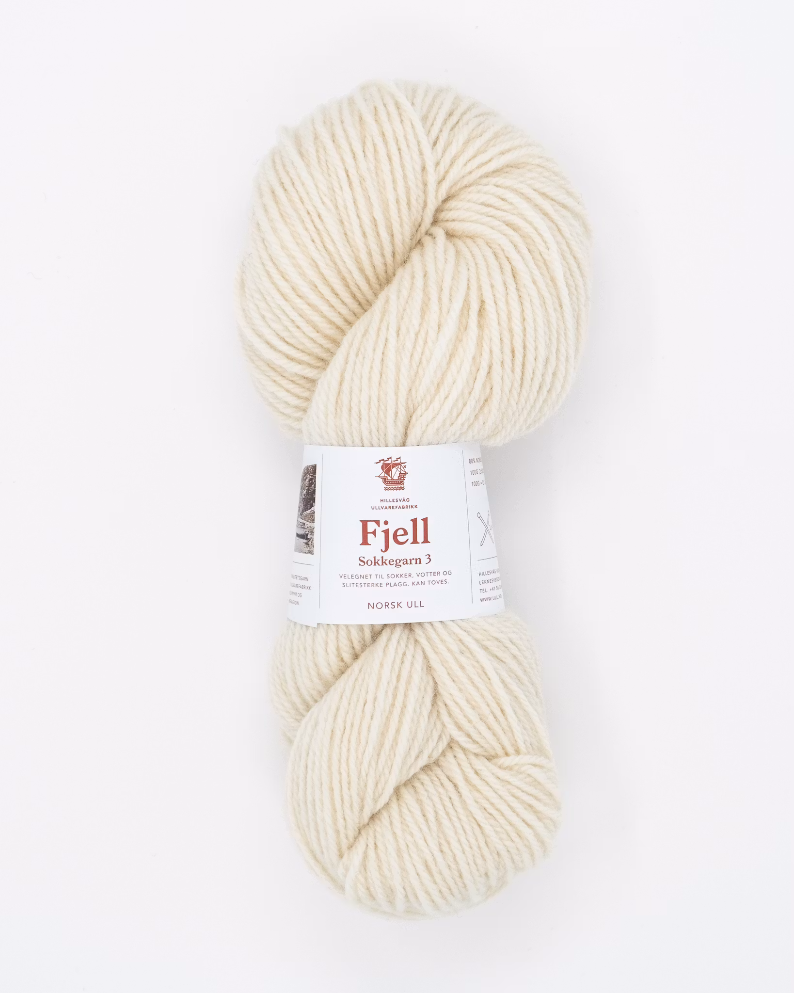 Fjell Sokkegarn - Ubleket hvit (100)
