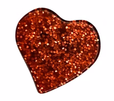 Hjerteknapp med Glitter Rød - 13mm