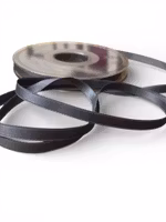 Dobbeltsidig satin bånd - Grå  - 6 mm