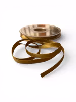 Dobbeltsidig satin bånd - Mørk Gull  - 6 mm