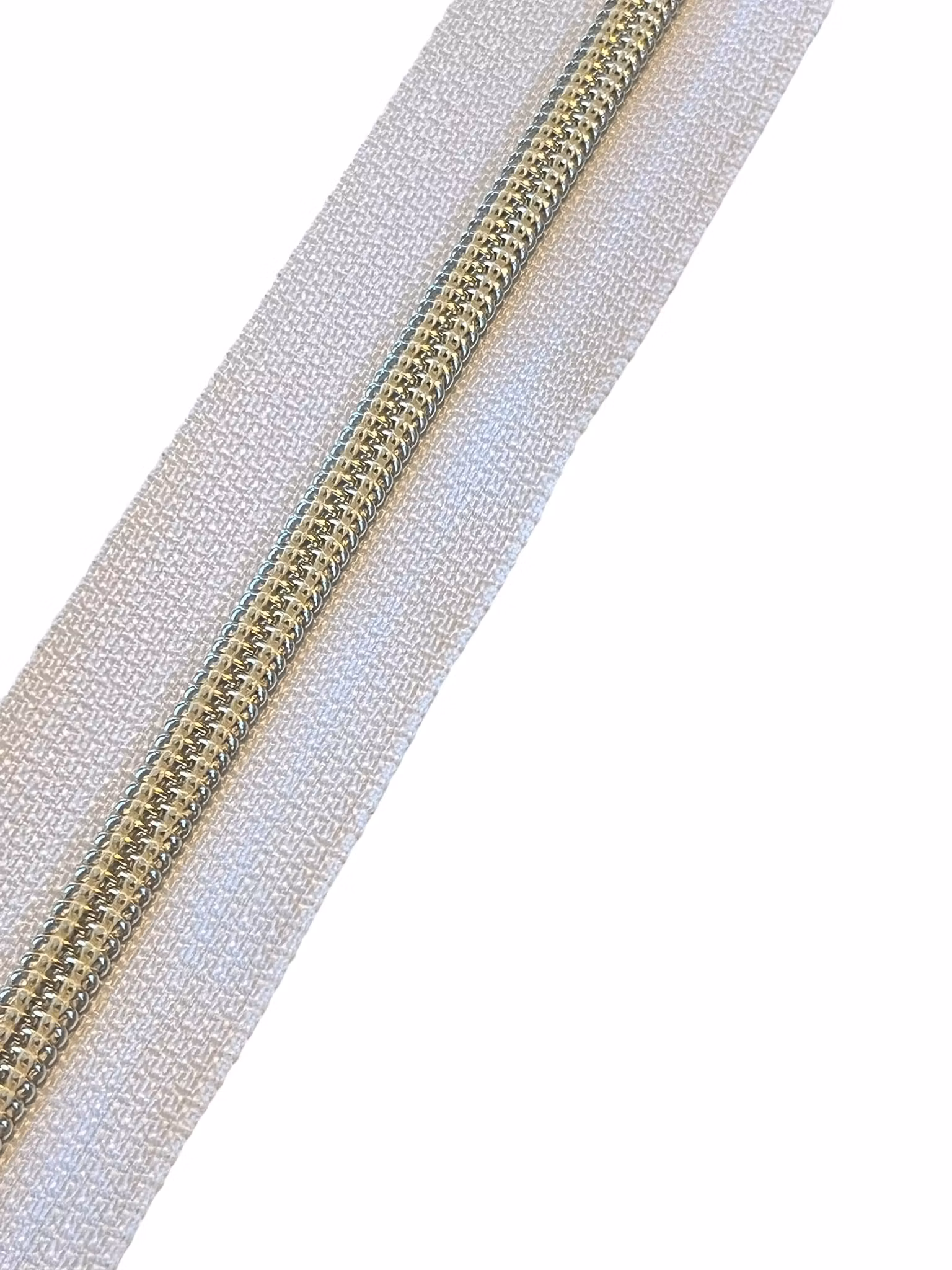 Glidelås Gull Hvit  -  6mm - 1 m