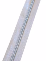 Glidelås Sølv  Hvit  -  6mm - 1 m