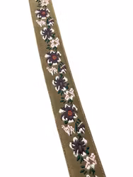 Jaquardbånd 20 mm – Beige med lilla og rosa blomster