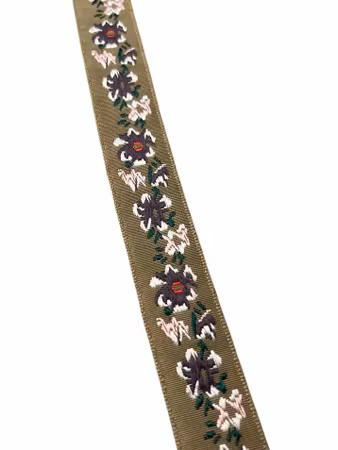 Jaquardbånd 20 mm – Beige med lilla og rosa blomster