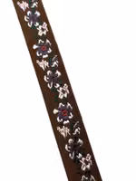 Jaquardbånd 20 mm – Vinrød med lilla og rosa blomster