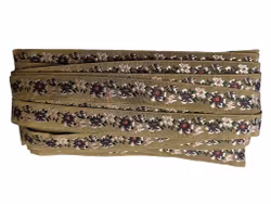 Jaquardbånd 20 mm – Beige med lilla og rosa blomster