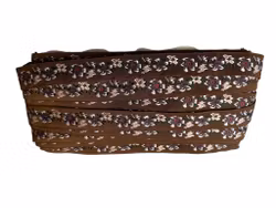 Jaquardbånd 20 mm – Brun med lilla og rosa blomster