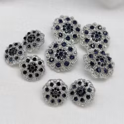 Strassknapp i marine og sølv – 20 mm