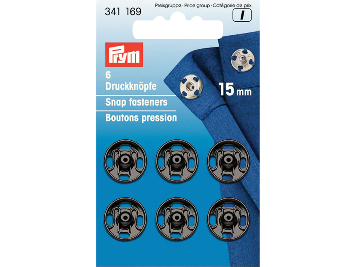 Trykknapper 15 mm - Svart (341169)