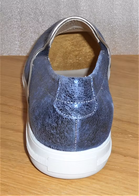 Blå loafer i skinn med glimmereffekt - Amberone