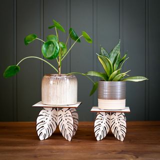 Piedestal för minikrukor – Monstera blad