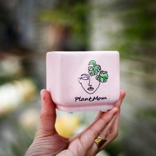 Minikruka Plant Mom 6 cm – fyrkantig keramikkruka