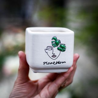 Minikruka Plant Mom 6 cm – fyrkantig keramikkruka