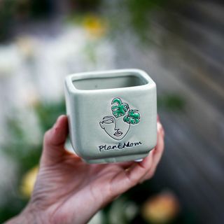 Minikruka Plant Mom 6 cm – fyrkantig keramikkruka