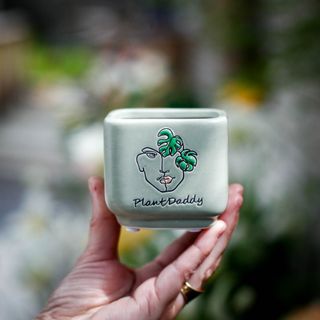Minikruka Plant Daddy 6 cm – fyrkantig keramikkruka