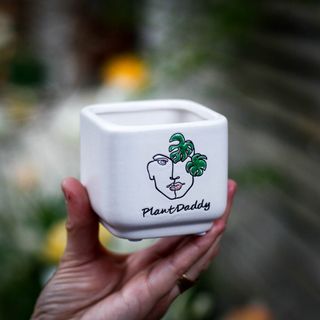 Minikruka Plant Daddy 6 cm – fyrkantig keramikkruka