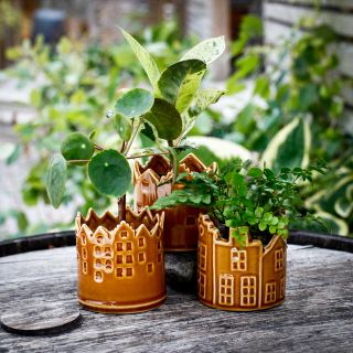 Minikruka Domus 6 cm – Keramikkruka med husmotiv