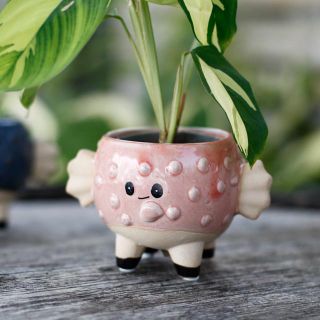 Minikruka Fugu 6 cm – Blåsfiskformad keramikkruka