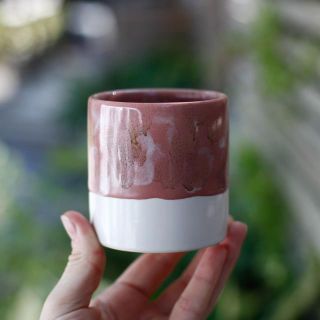 Minikruka Nerina 6 cm – Rosa och vit keramikkruka
