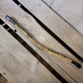 Pannband svart med aprikosfärgade stenar stl full