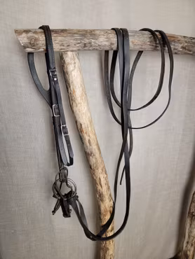 Enörasträns stl full komplett med lätta delade tyglar, 2 delat bett och en sliten curb .