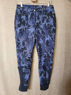 Ridbyxa stl 40 silikonskodda knän i blått kamouflagemönster från Euro-star