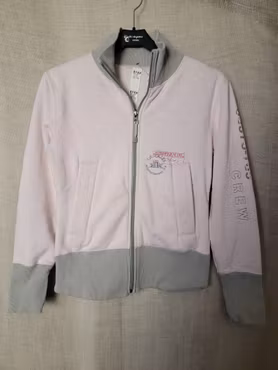 Collegetröja med dragkedja stl XS i rosa med grå muddar från Kyra K