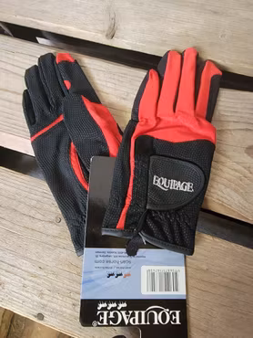 Handskar stl XS i rött och svart från Equipage. Nya