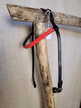 Islandsträns i svart med silverspännen och rött pannband från Lippo. Nytt