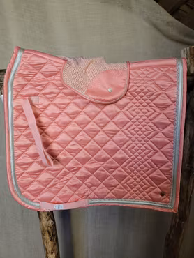 Dressyrschabrak stl full med huva stl cob från HKM i glansigt rosa med silverband