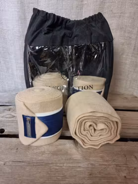 Fleecelindor 4-pack från JH Colletion i beige med blå detaljer