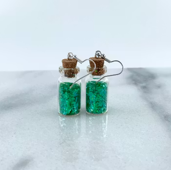 Neongrönt Glitter Örhängen