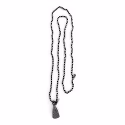 ICON Halsband Mala - svart bommull och metall, längd 92 cm