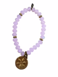 ICON Armband kristallpärlor ljusrosa elastiskt, längd 18 cm