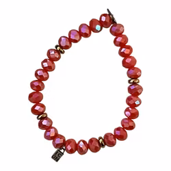 ICON Armband kristallpärlor aprikos elastiskt, längd 18 cm