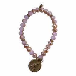 ICON Armband kristallpärlor champagne färgat elastiskt, längd 18 cm