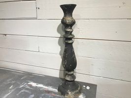 Handmålad ljusstake, svart sliten