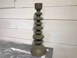 Handmålad ljusstake, olivgrön