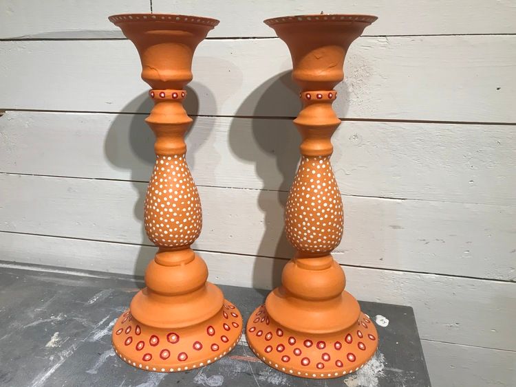 Handmålad ljusstake, Barcelona Orange