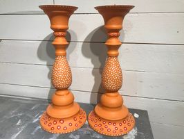 Handmålad ljusstake, Barcelona Orange