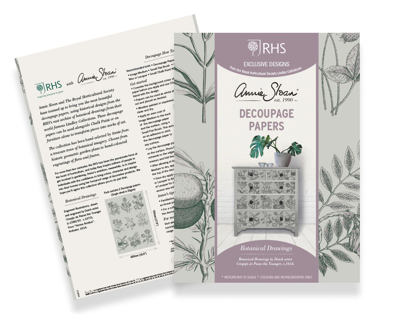 Decoupagepapper Botanical Drawings