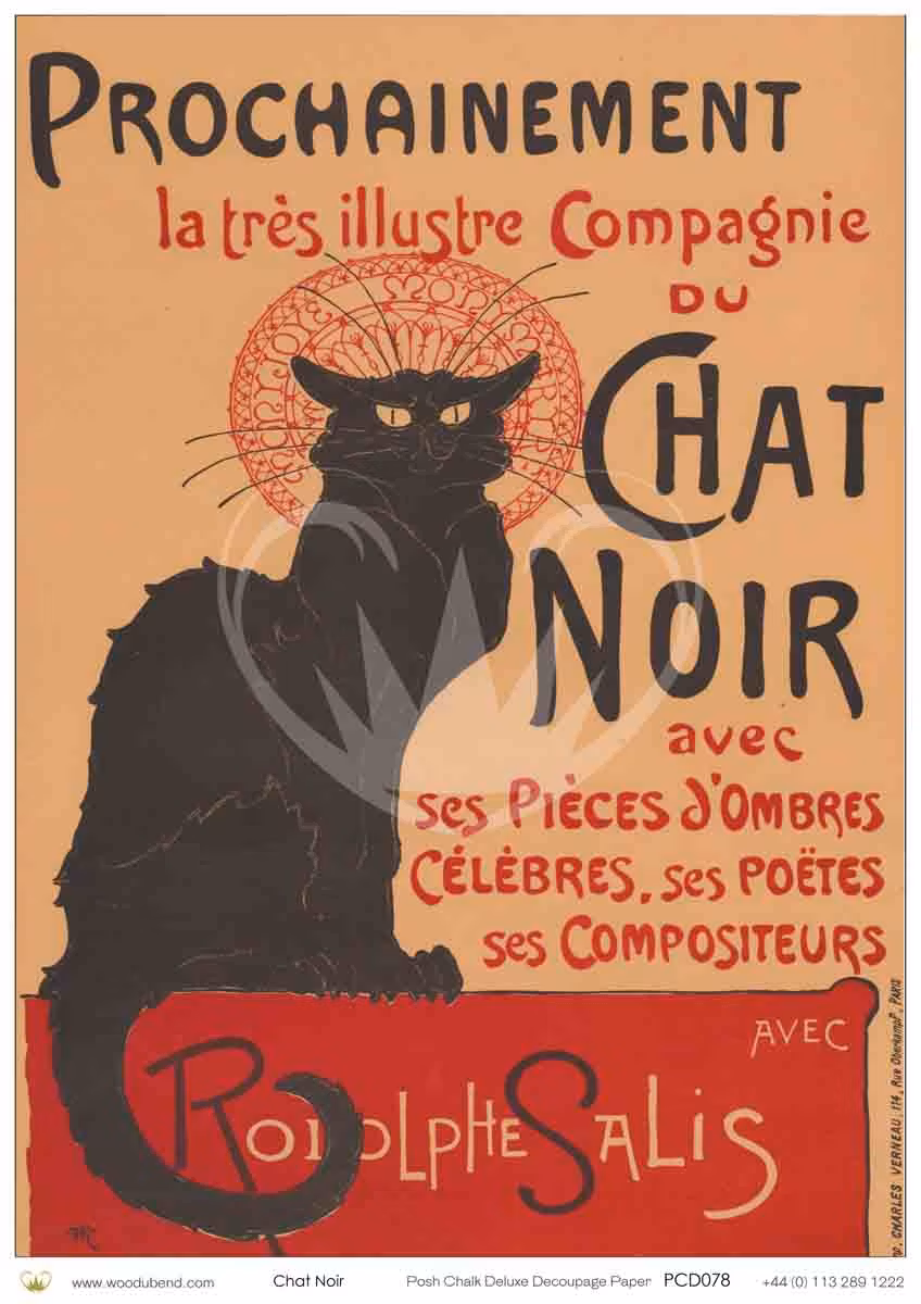 Posh Chalk Deluxe Decoupage Chat Noir A3