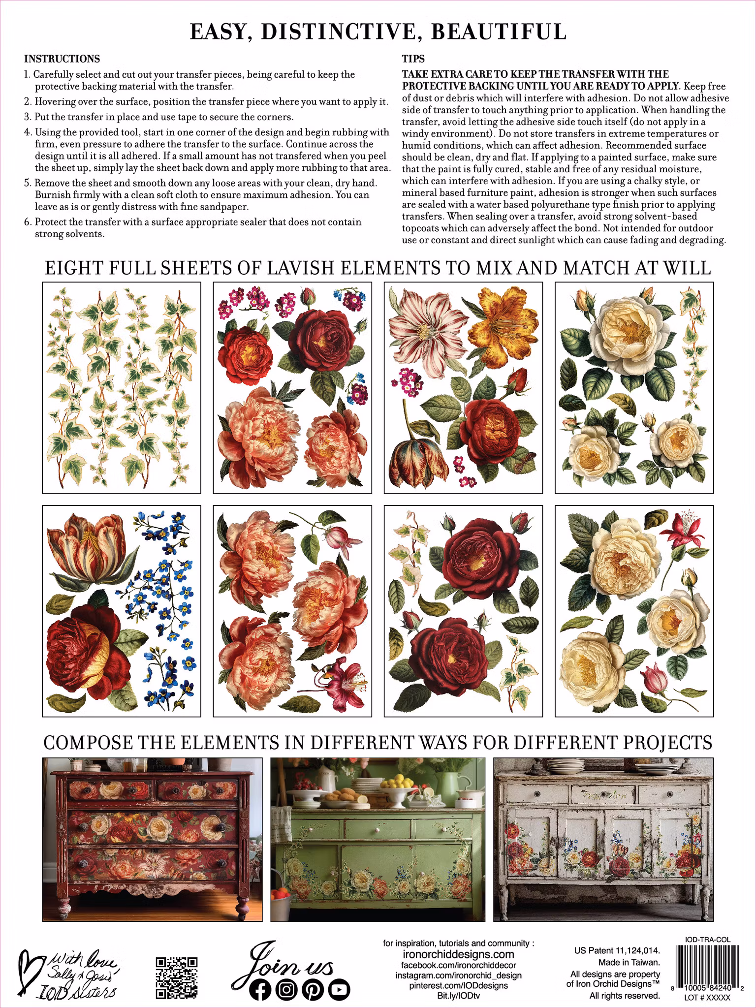 IOD Transfer Collage de fleurs