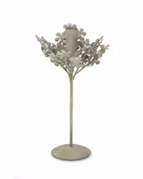 Ljusstake med blomblad i grön metall