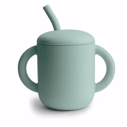 Mugg med sugrör, Camebridge Blue - Mushie