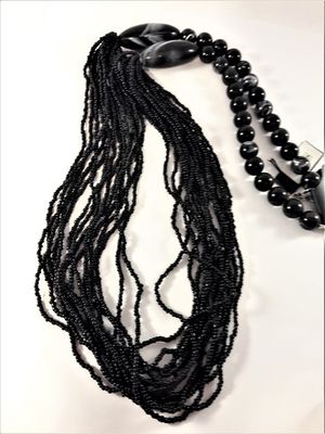 Långt Halsband med Pärlor Svart