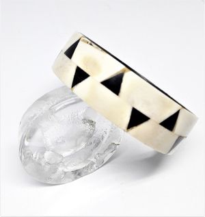 Stelt armband svart/vitt, av buffelben-/horn, F